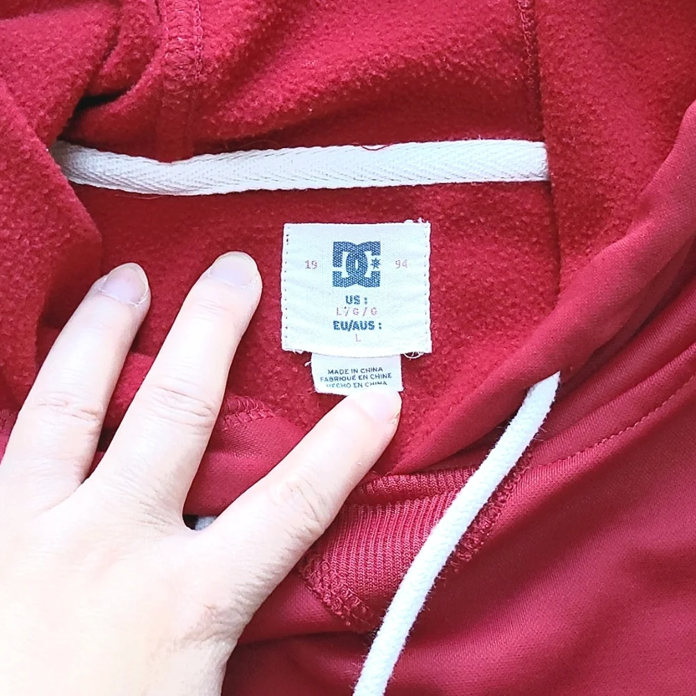 DC star pullover hoodie in red Size L - Picture 7 of 11